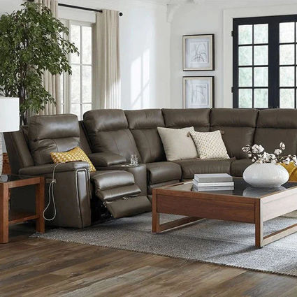 Palliser Power Reclining Asher Sectional Dark Leather