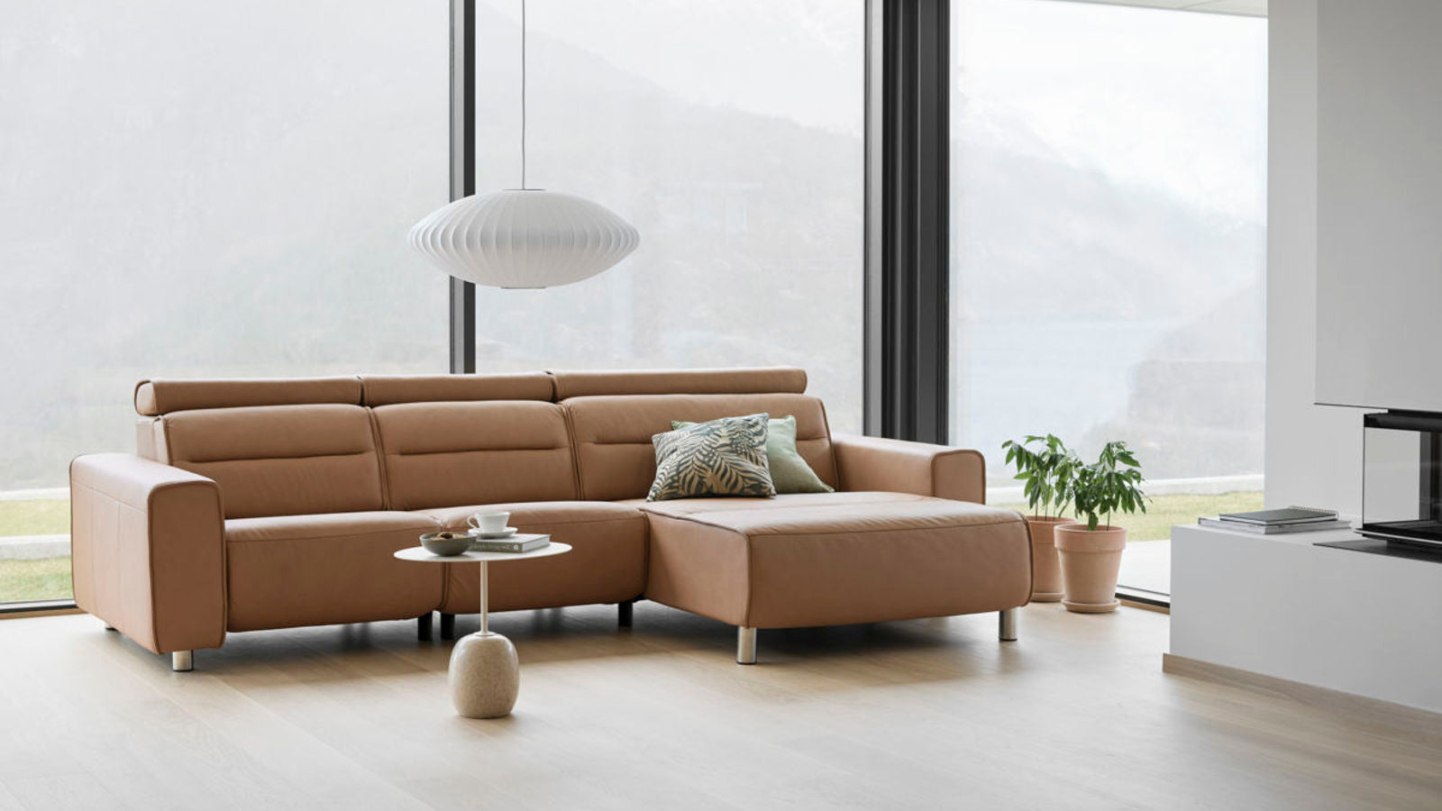 Stressless Emily Power Sofa Chaise Sectional Leather