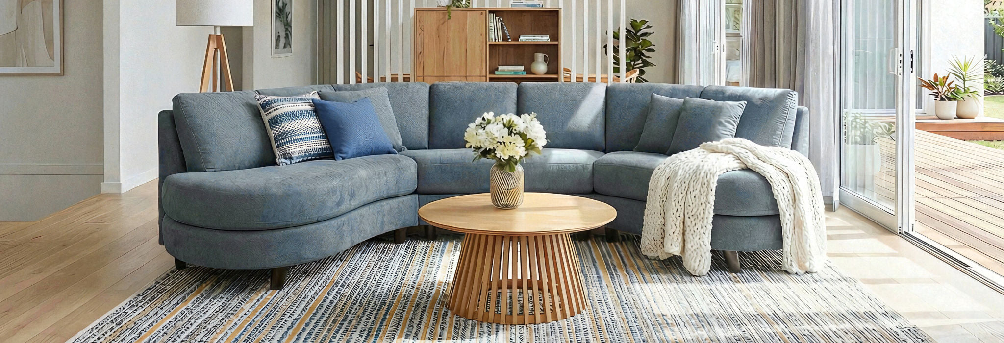 Palliser Alula Sofa Bumper Blue Fabric