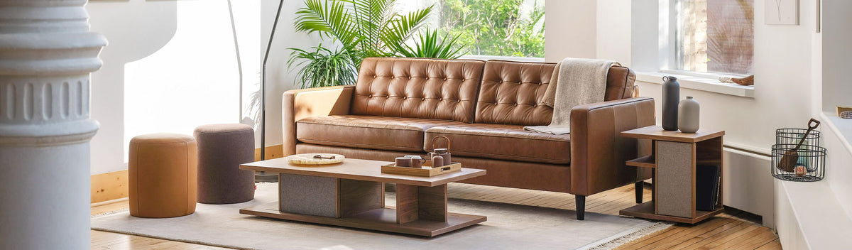 EQ3 Reverie Sofa Brown Leather