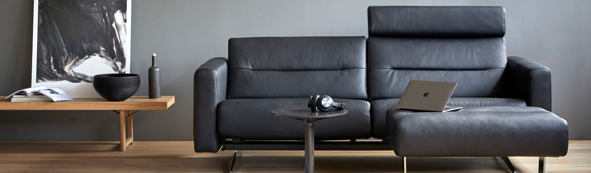 Stressless Stella Sofa And Ottoman Black Leather