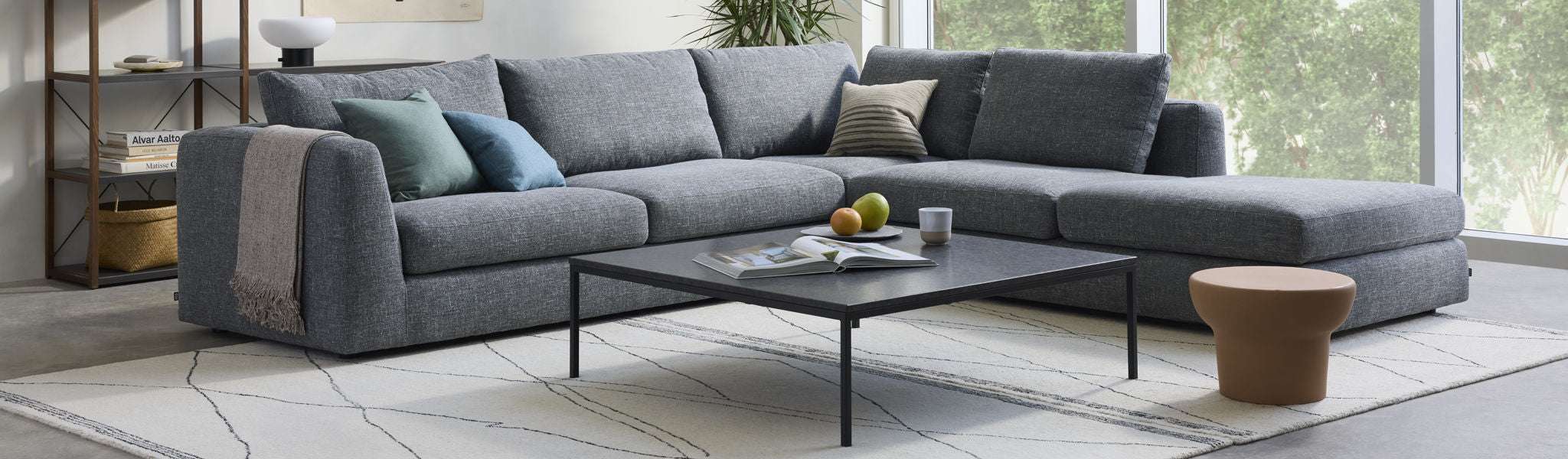 EQ3 Cello Sectional Dark Grey Fabric