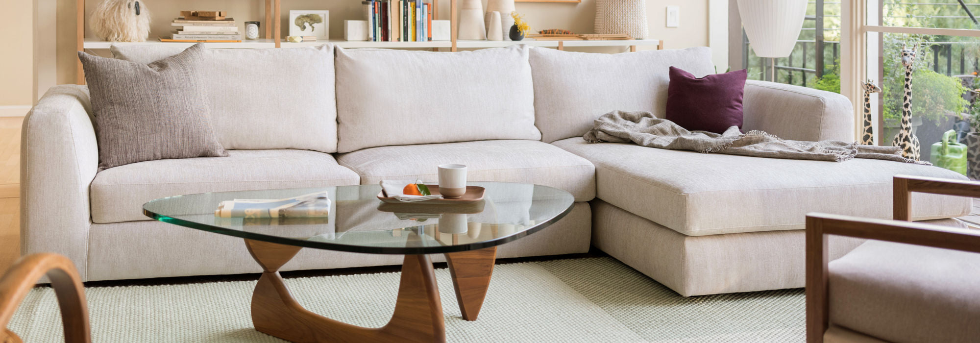 EQ3 Cello Sofa Chaise Sectional Cream Fabric