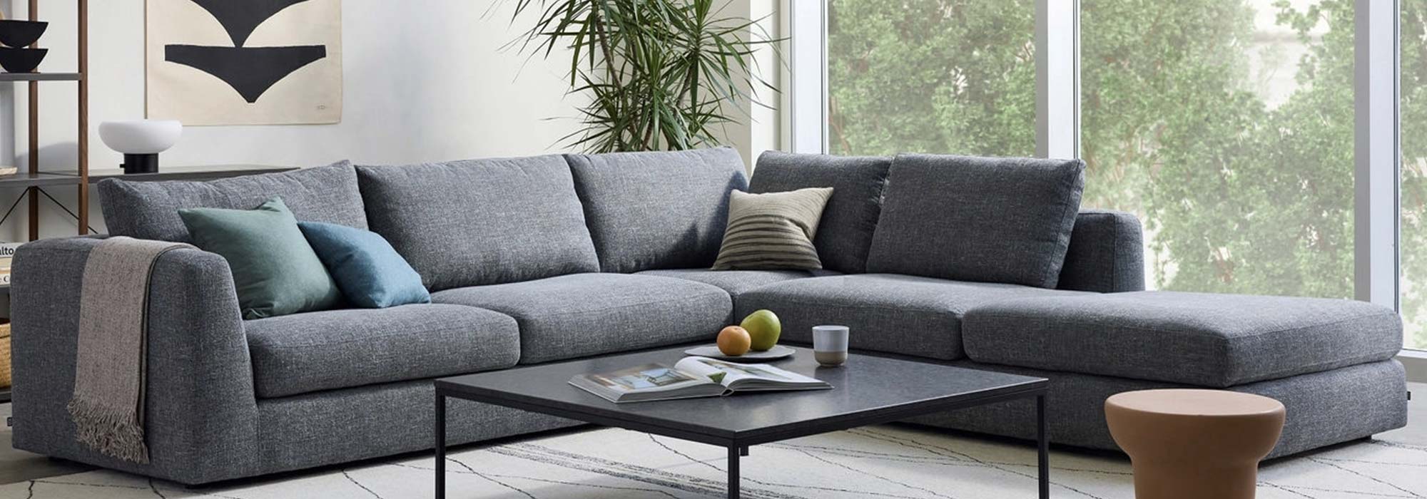 EQ3 Cello Sectional Dark Grey Fabric