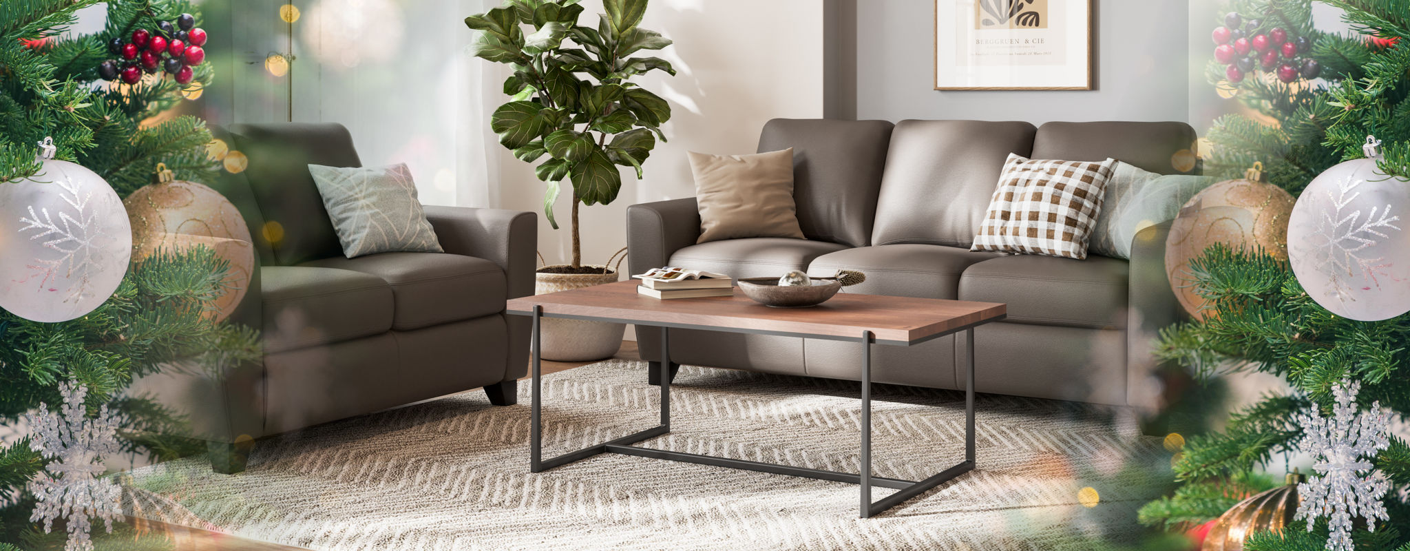 Palliser Marymount Sofa and Loveseat in Grey Leather