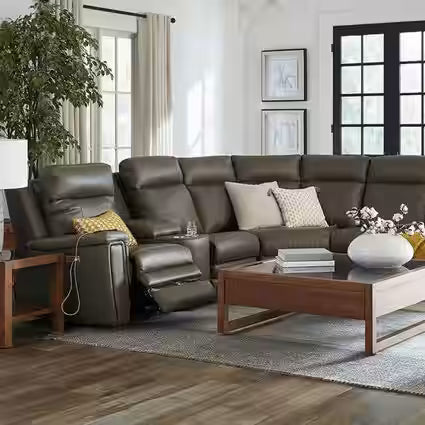 Palliser Power Reclining Asher Sectional Dark Leather