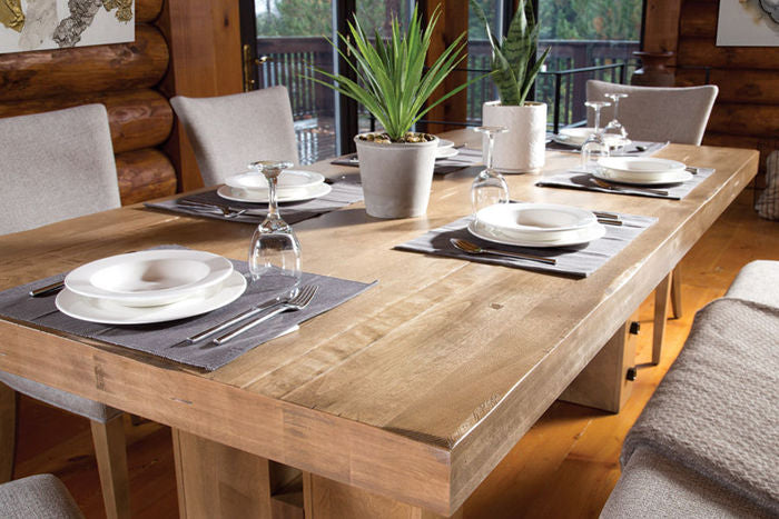 Bermex Custom Solid Wood Dining Table and Upholstered Chairs