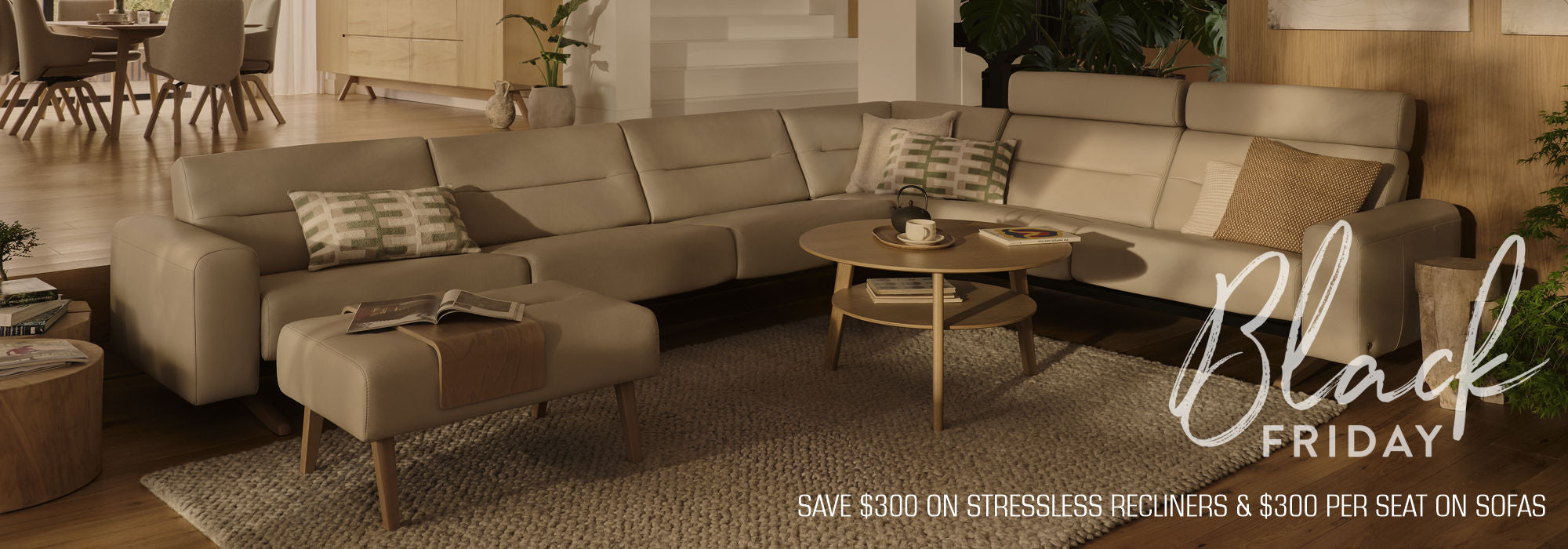 Stressless Stella Sectional and Ottoman Leather